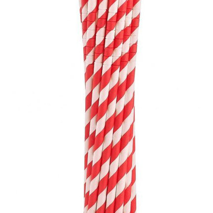 Piros Red Stripes rugalmas papír szívószál 12 db-os