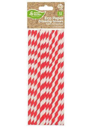 Piros Red Stripes rugalmas papír szívószál 12 db-os