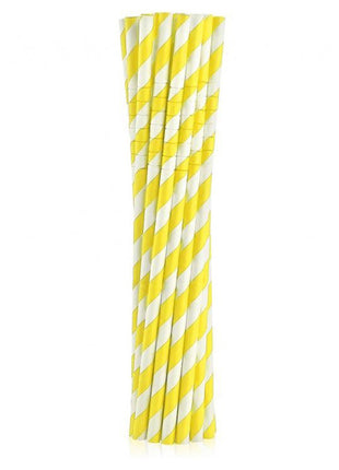 Sárga Yellow Stripes rugalmas papír szívószál 12 db-os