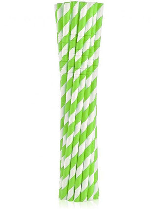 Zöld Green Stripes rugalmas papír szívószál 12 db-os