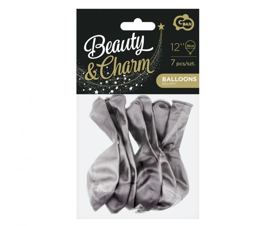 Szürke Platinum léggömb, lufi 7 db-os 12 inch (30 cm)