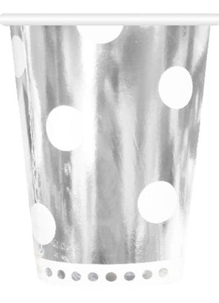 Ezüst B&C Polka Dots Silver papír pohár 6 db-os 266 ml