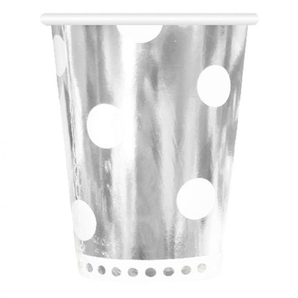 Ezüst B&C Polka Dots Silver papír pohár 6 db-os 266 ml
