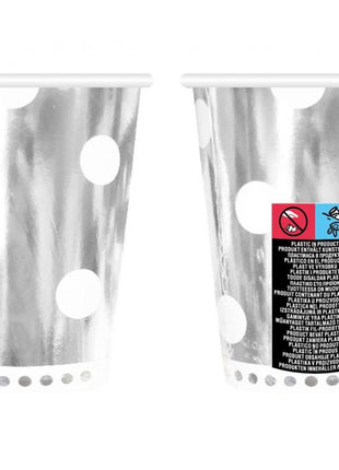 Ezüst B&C Polka Dots Silver papír pohár 6 db-os 266 ml
