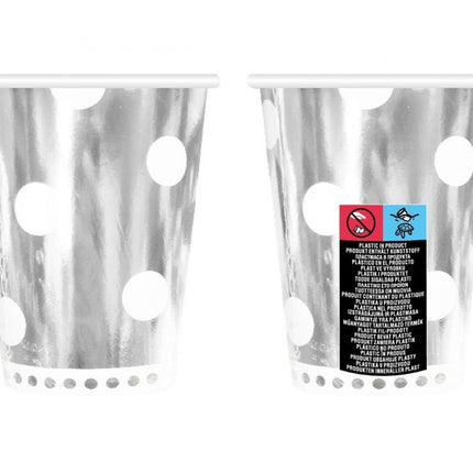 Ezüst B&C Polka Dots Silver papír pohár 6 db-os 266 ml