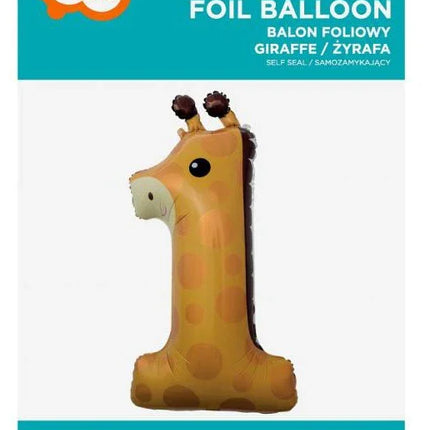 Zsiráf 1-es Giraffe szám fólia lufi 80 cm