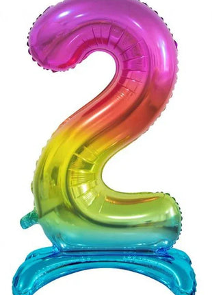 Színes Rainbow 2-es szám fólia lufi talppal 74 cm