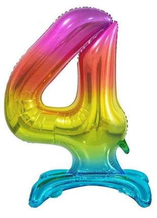 Színes Rainbow 4-es szám fólia lufi talppal 74 cm