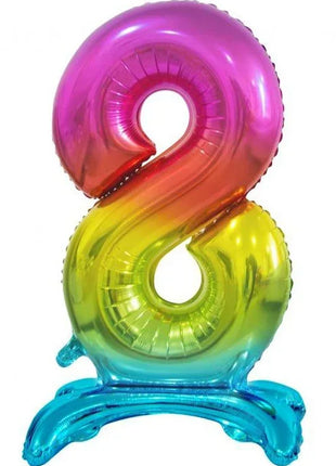 Színes Rainbow 8-as szám fólia lufi talppal 74 cm