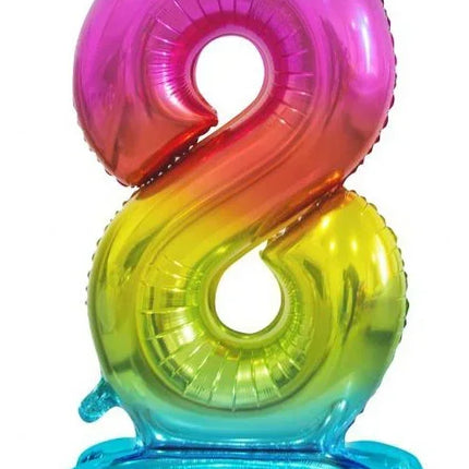 Színes Rainbow 8-as szám fólia lufi talppal 74 cm