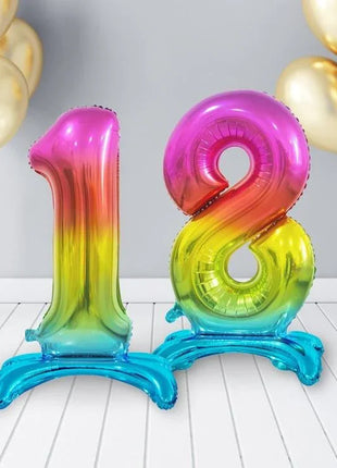 Színes Rainbow 8-as szám fólia lufi talppal 74 cm