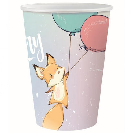 Róka Balloon Happy Birthday papír pohár 6 db-os 270 ml