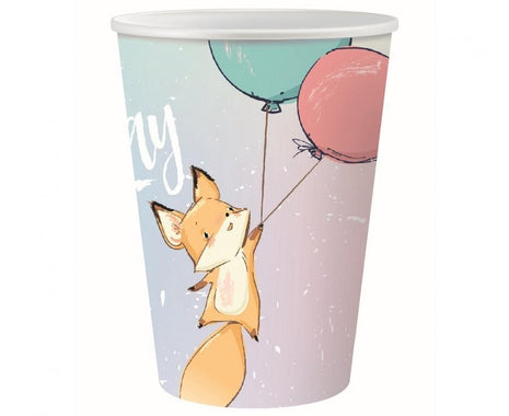 Róka Balloon Happy Birthday papír pohár 6 db-os 270 ml