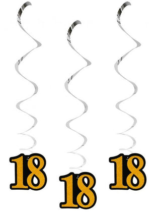 Happy Birthday 18 B&C szalag dekoráció 3 db-os szett