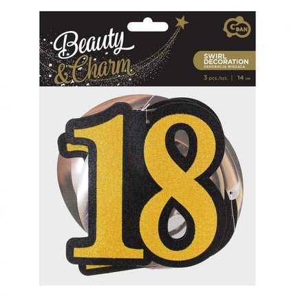Happy Birthday 18 B&C szalag dekoráció 3 db-os szett