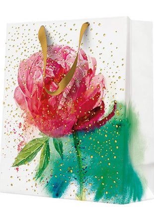 Rózsa Watercolor papír ajándéktasak, ajándékzacskó 20x25x10 cm