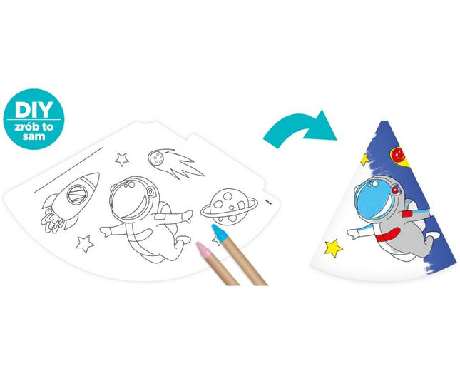 Űr Universe színezhető parti kalap, csákó 6 db-os