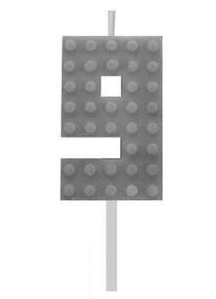 Építőkocka 9-es Grey Blocks tortagyertya, számgyertya