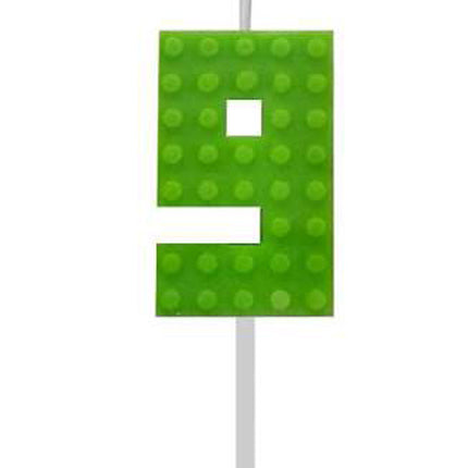 Építőkocka 9-es Green Blocks tortagyertya, számgyertya