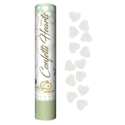 Szív White Hearts konfetti kilövő 30 cm