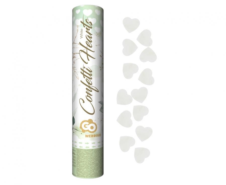 Szív White Hearts konfetti kilövő 30 cm