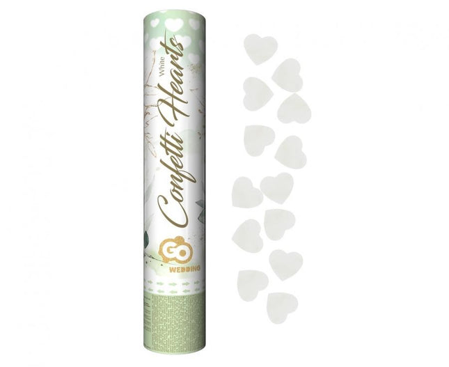 Szív White Hearts konfetti kilövő 30 cm