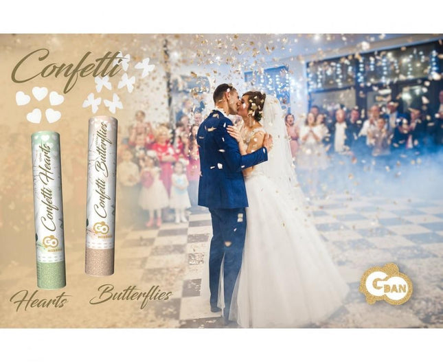 Szív White Hearts konfetti kilövő 30 cm