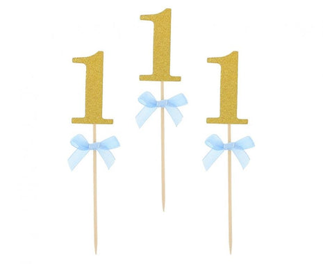 Kék 1st Birthday díszítő pálca 10 db-os