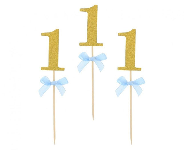 Kék 1st Birthday díszítő pálca 10 db-os