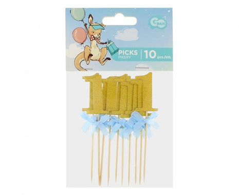 Kék 1st Birthday díszítő pálca 10 db-os