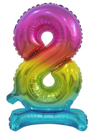 Színes Rainbow mini 8-as szám fólia lufi talppal 38 cm