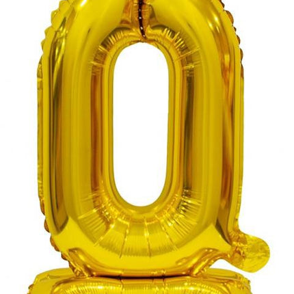 Arany B&C Gold mini 0-ás szám fólia lufi talppal 38 cm