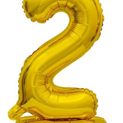 Arany B&C Gold mini 2-es szám fólia lufi talppal 38 cm