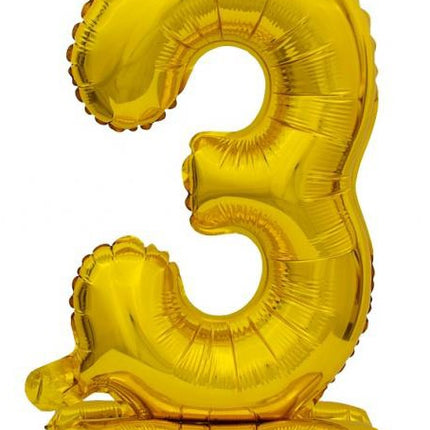 Arany B&C Gold mini 3-as szám fólia lufi talppal 38 cm