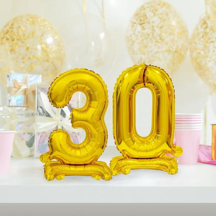 Arany B&C Gold mini 3-as szám fólia lufi talppal 38 cm