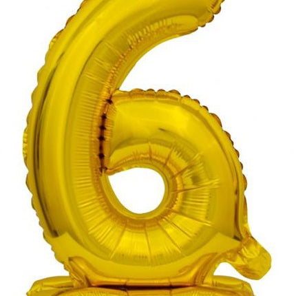 Arany B&C Gold mini 6-os szám fólia lufi talppal 38 cm