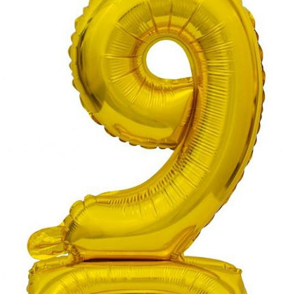 Arany B&C Gold mini 9-es szám fólia lufi talppal 38 cm