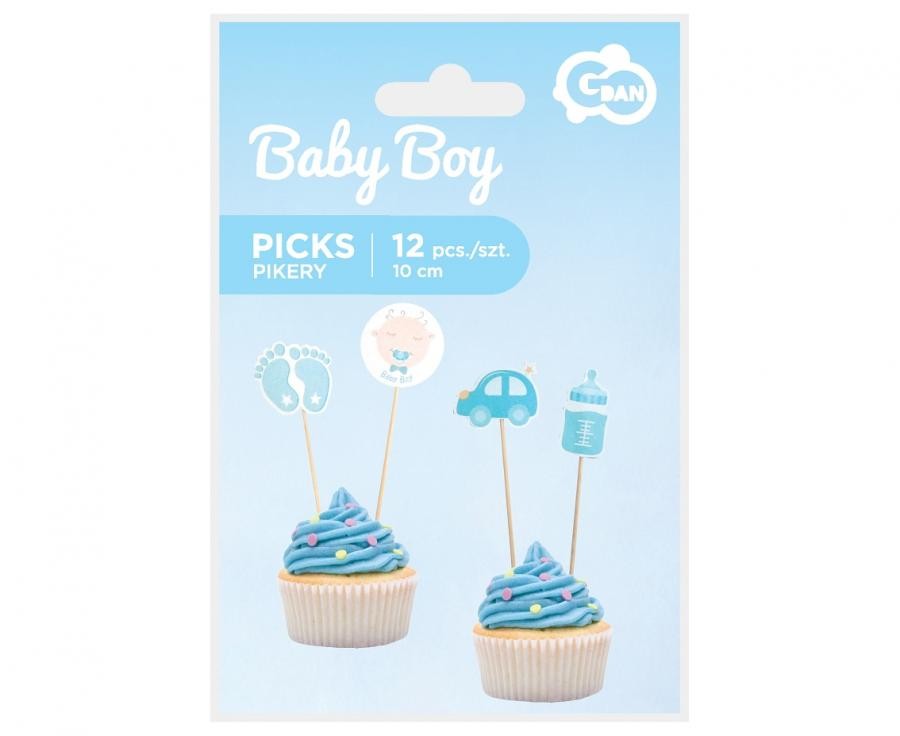 Kék Baby Boy díszítő pálca 12 db-os