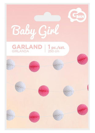 Baby Girl papír pom pom girland 250 cm