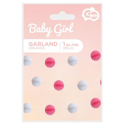 Baby Girl papír pom pom girland 250 cm