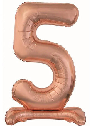 Rose Gold 5-ös szám fólia lufi talppal 74 cm