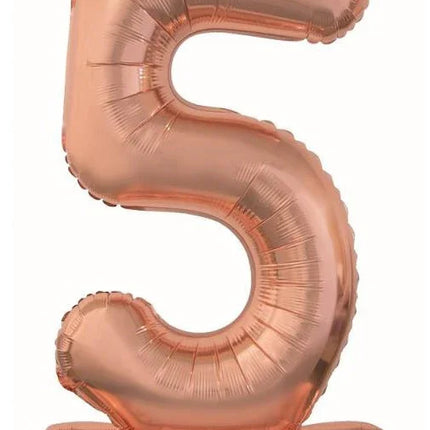 Rose Gold 5-ös szám fólia lufi talppal 74 cm