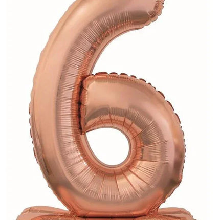Rose Gold 6-os szám fólia lufi talppal 74 cm