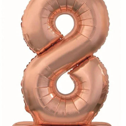 Rose Gold 8-as szám fólia lufi talppal 74 cm