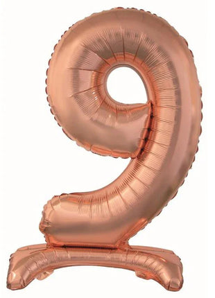 Rose Gold 9-es szám fólia lufi talppal 74 cm