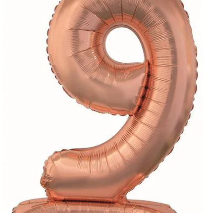 Rose Gold 9-es szám fólia lufi talppal 74 cm