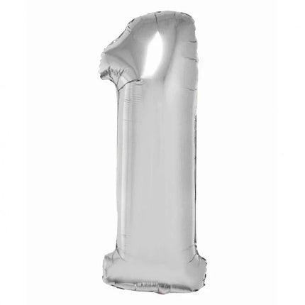 Ezüst 1-es Silver szám fólia lufi 76 cm