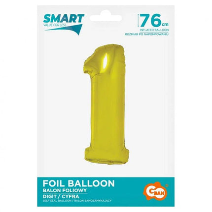 Arany 1-es Gold szám fólia lufi 76 cm