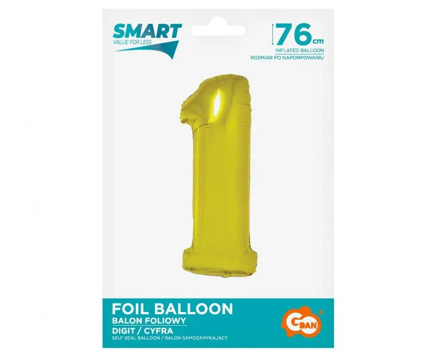 Arany 1-es Gold szám fólia lufi 76 cm