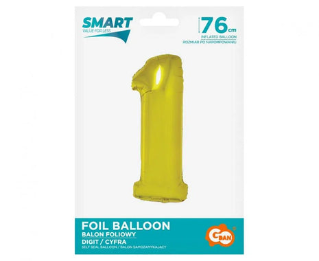 Arany 1-es Gold szám fólia lufi 76 cm